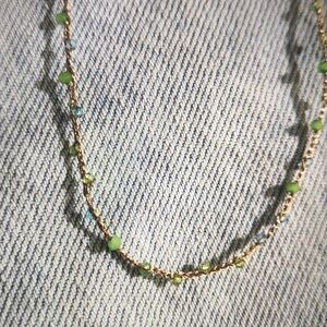 Gold and Green Beaded Kids Necklace